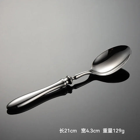 Heavy Gourd Handle Stainless Steel Cutlery Set Luxury Forged Knife Fork Spoon Shell Spoon Kits Dessert Full Dining Tableware