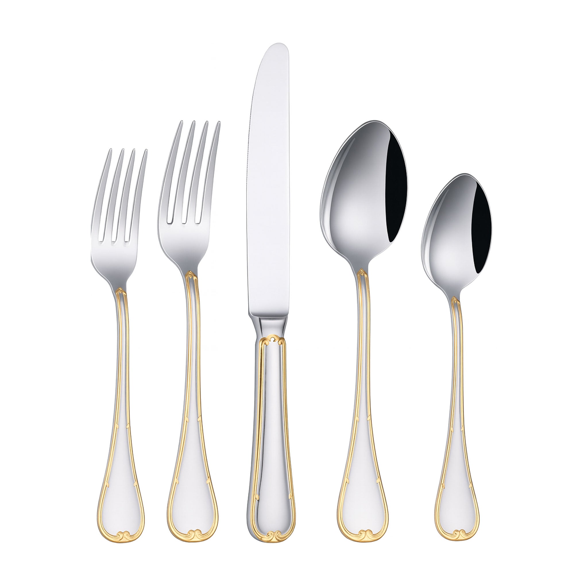 Shiny Partial Gold 18/10 Stainless Steel Cutlery Set – 4 Pieces