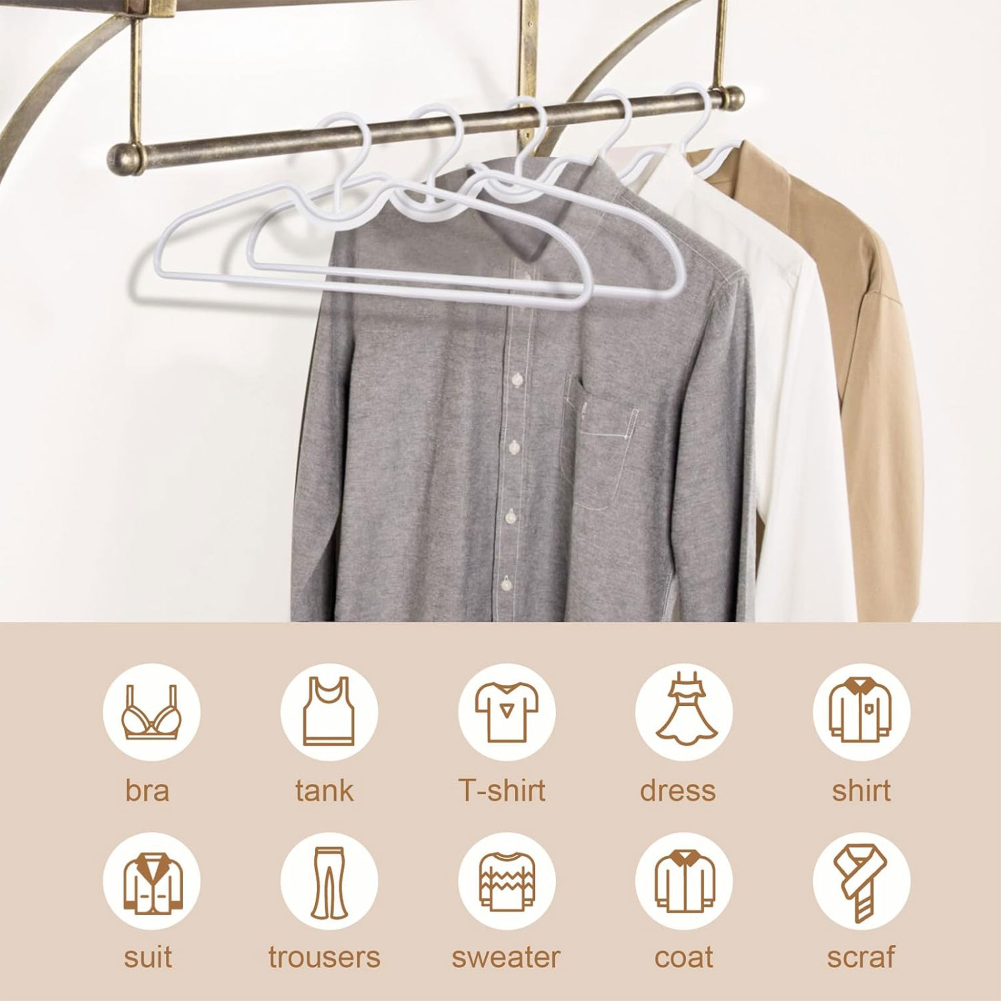 "Short Neck Anti-Slip Plastic Hanger Set – Space-Saving Design"