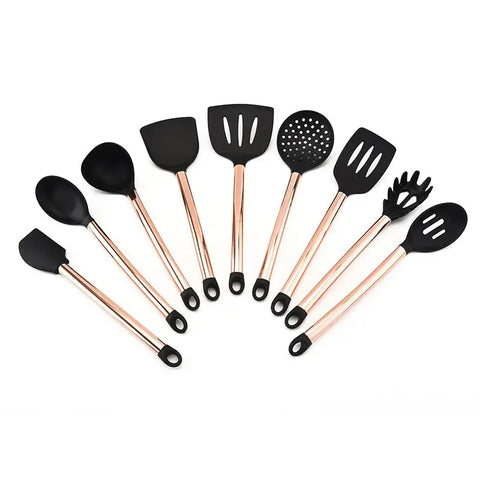 Silicone Kitchenware Cooking Utensils Set Non-stick Cookware Spatula Shovel Egg Beaters Wooden Handle Kitchen Cooking Tool Set wiktra