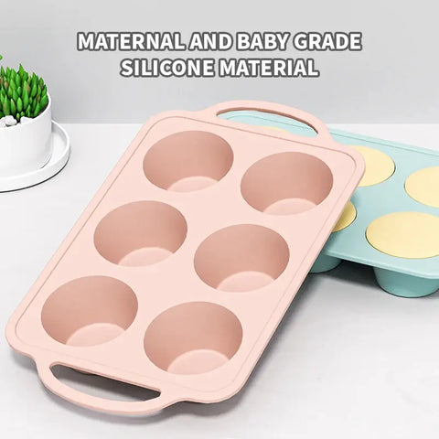 Silicone Muffin Pan Metal Reinforced Frame Cake Pan Easy to Handle 6 holes Baking Mold Nonstick Ice Cube Tray Baking Accessory wiktra