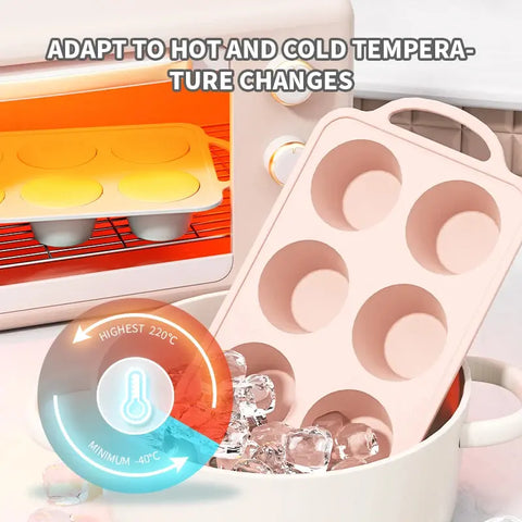 Silicone Muffin Pan Metal Reinforced Frame Cake Pan Easy to Handle 6 holes Baking Mold Nonstick Ice Cube Tray Baking Accessory wiktra