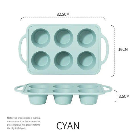 Silicone Muffin Pan Metal Reinforced Frame Cake Pan Easy to Handle 6 holes Baking Mold Nonstick Ice Cube Tray Baking Accessory