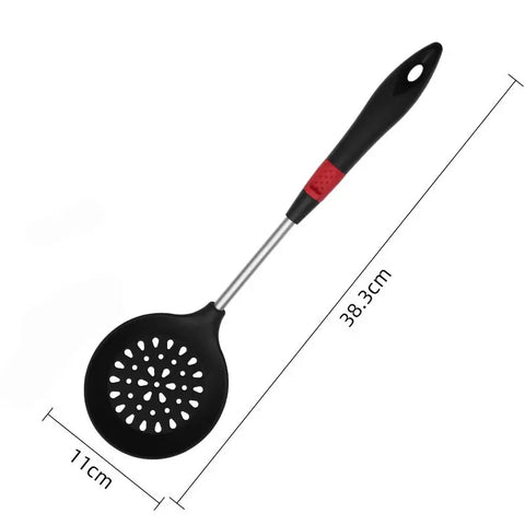 Silicone Soup Spoon Colander Stainless Steel Handle Fried Leakage Shovel Rice Scoop Cooking Utensils