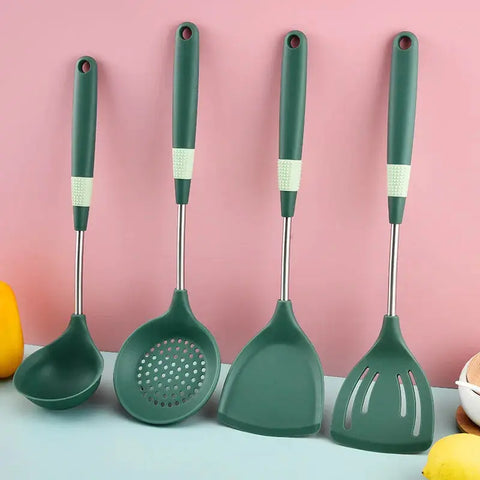 Silicone Spatula Kitchenware Set Kitchen Non-Stick Pan Soup Spoon and Strainer Cooking Silicone Kitchenware wiktra