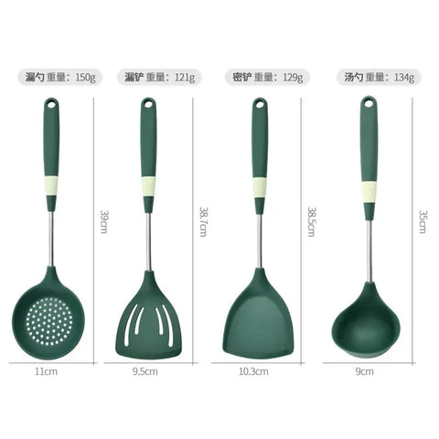 Silicone Spatula Kitchenware Set Kitchen Non-Stick Pan Soup Spoon and Strainer Cooking Silicone Kitchenware wiktra