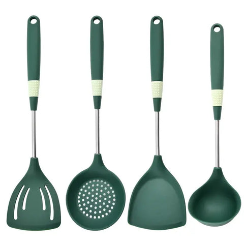 Silicone Spatula Kitchenware Set Kitchen Non-Stick Pan Soup Spoon and Strainer Cooking Silicone Kitchenware