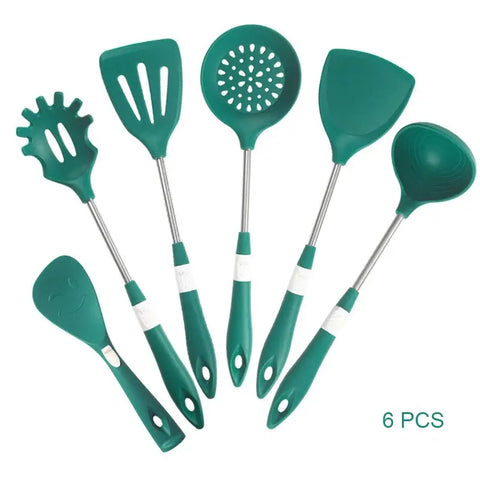 Silicone Spatula Set Cooking Utensil Heat-Resistant Stainless Steel Core Eggs Pancakes   Non-stick Cookware Kitchen Gadget