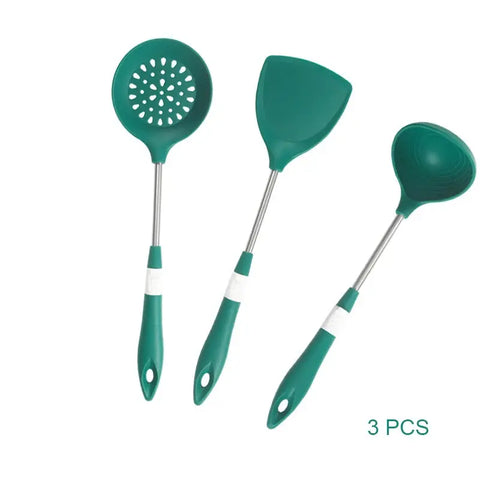 Silicone Spatula Set Cooking Utensil Heat-Resistant Stainless Steel Core Eggs Pancakes   Non-stick Cookware Kitchen Gadget