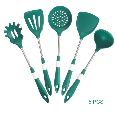 Silicone Spatula Set Cooking Utensil Heat-Resistant Stainless Steel Core Eggs Pancakes   Non-stick Cookware Kitchen Gadget