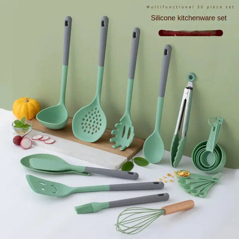 Silicone kitchenware set, silicone shovel, high-temperature-resistant soup shell, noodles, household spoon, leaking spoon wiktra