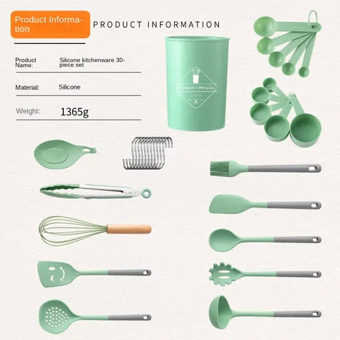 Silicone kitchenware set, silicone shovel, high-temperature-resistant soup shell, noodles, household spoon, leaking spoon