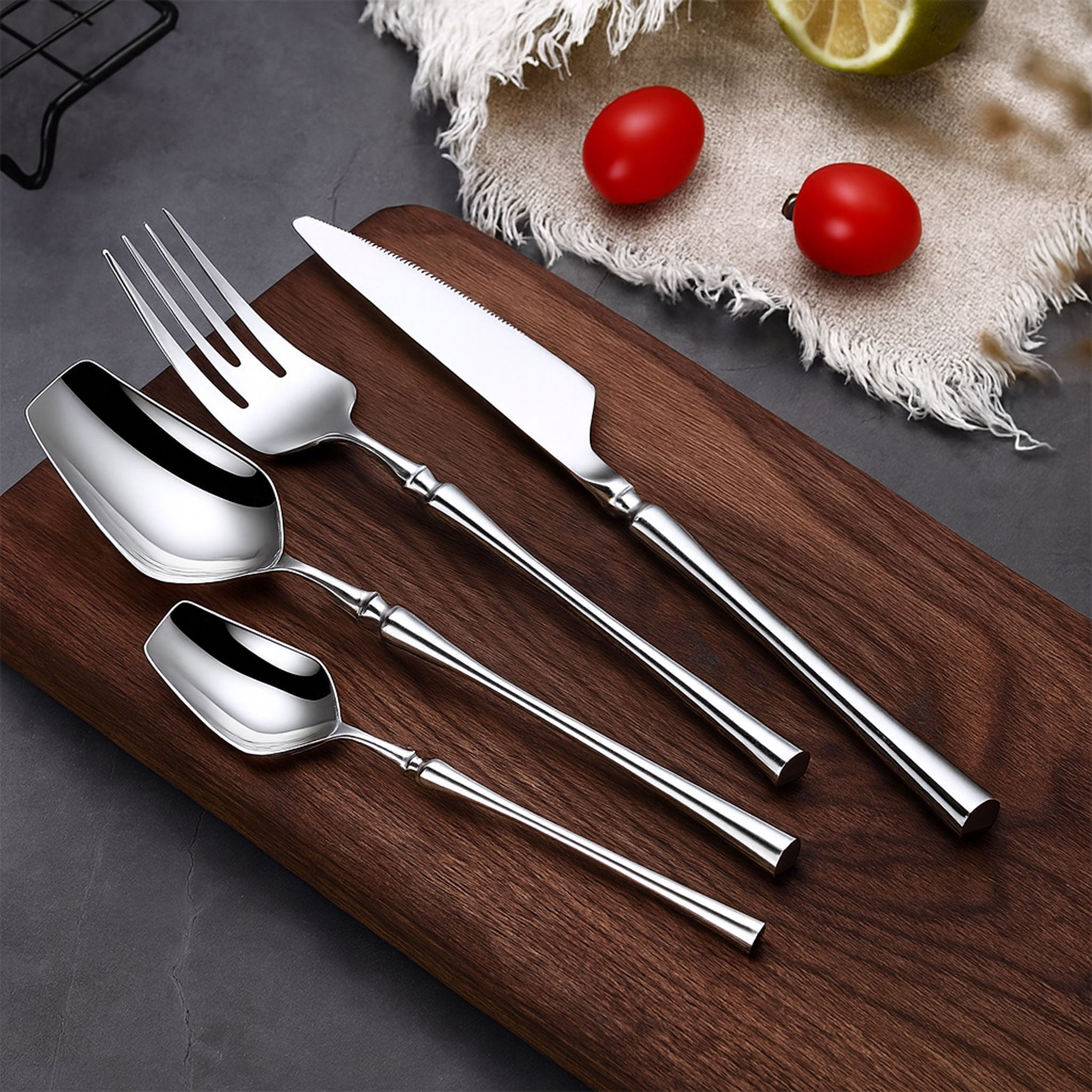 Silver 24-Piece Stainless Steel Cutlery Set