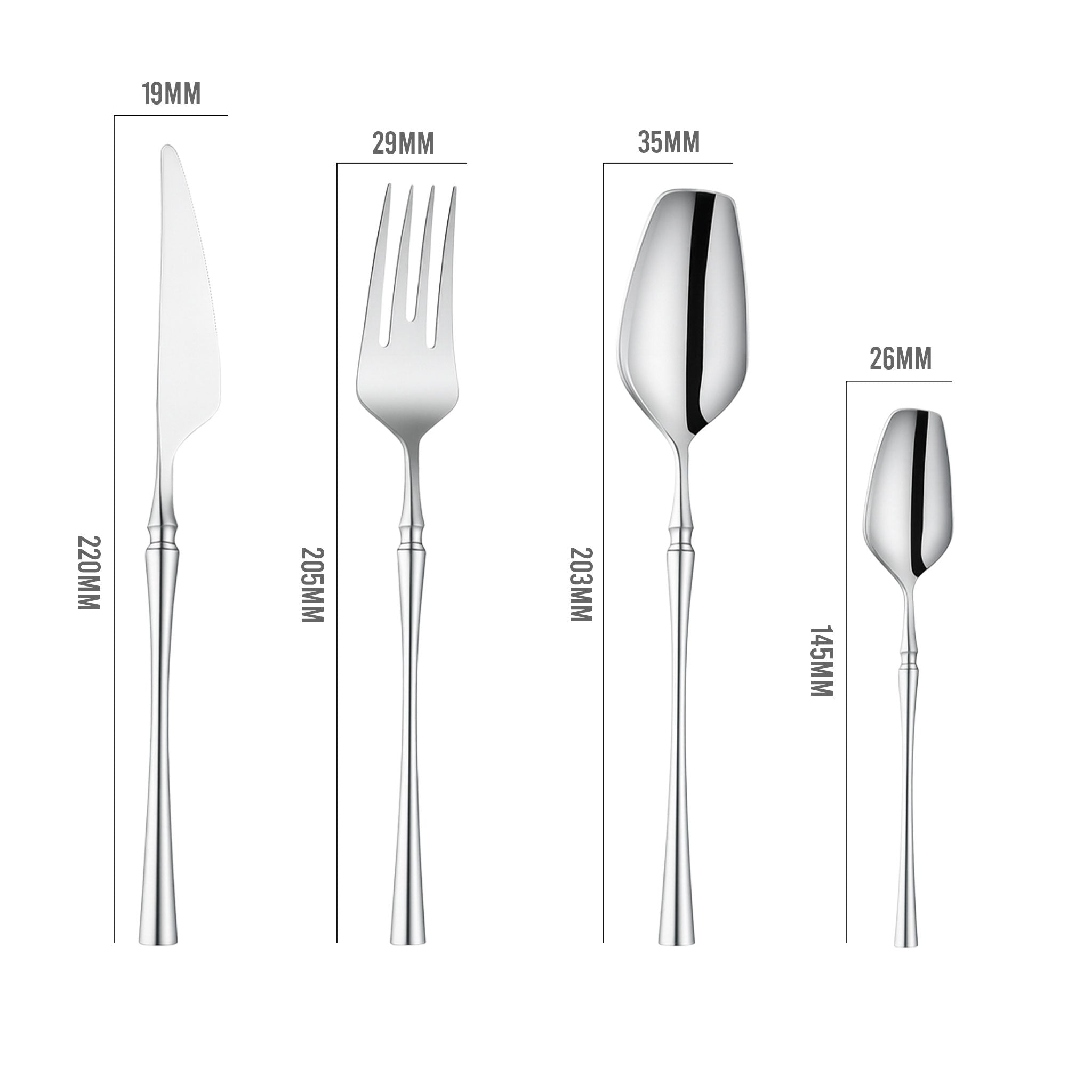 Silver 24-Piece Stainless Steel Cutlery Set