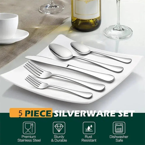 Silverware Flatware Cutlery Set Stainless Steel Travel Utensil set Knife Fork Spoon Dishwasher Safe Fork And Spoon Utensils Set wiktra