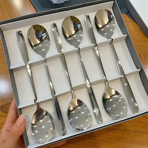 Stainless Steel Cutlery Set Icecream Dessert Coffee Spoons Fruit Fork Long Handle Soup Spoon Flatware Kitchen Tableware Utensils wiktra