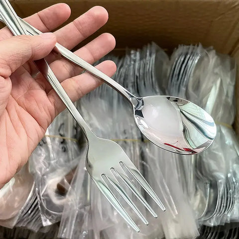 Stainless Steel Cutlery Set Icecream Dessert Coffee Spoons Fruit Fork Long Handle Soup Spoon Flatware Kitchen Tableware Utensils wiktra