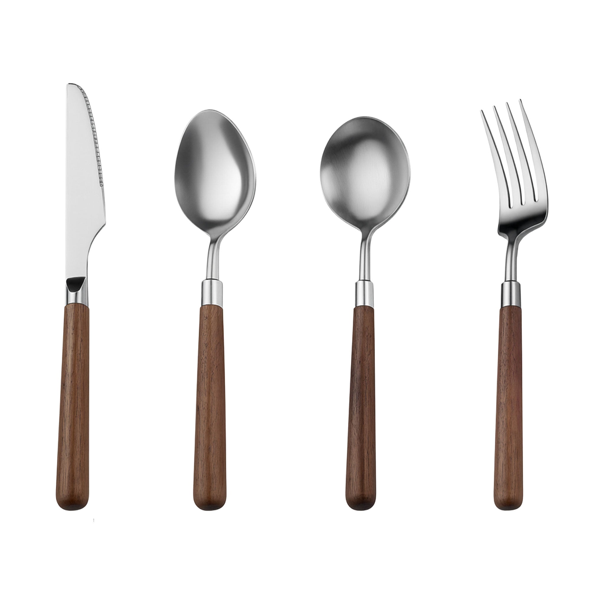 Stainless Steel Cutlery Set with Walnut Wood Handles