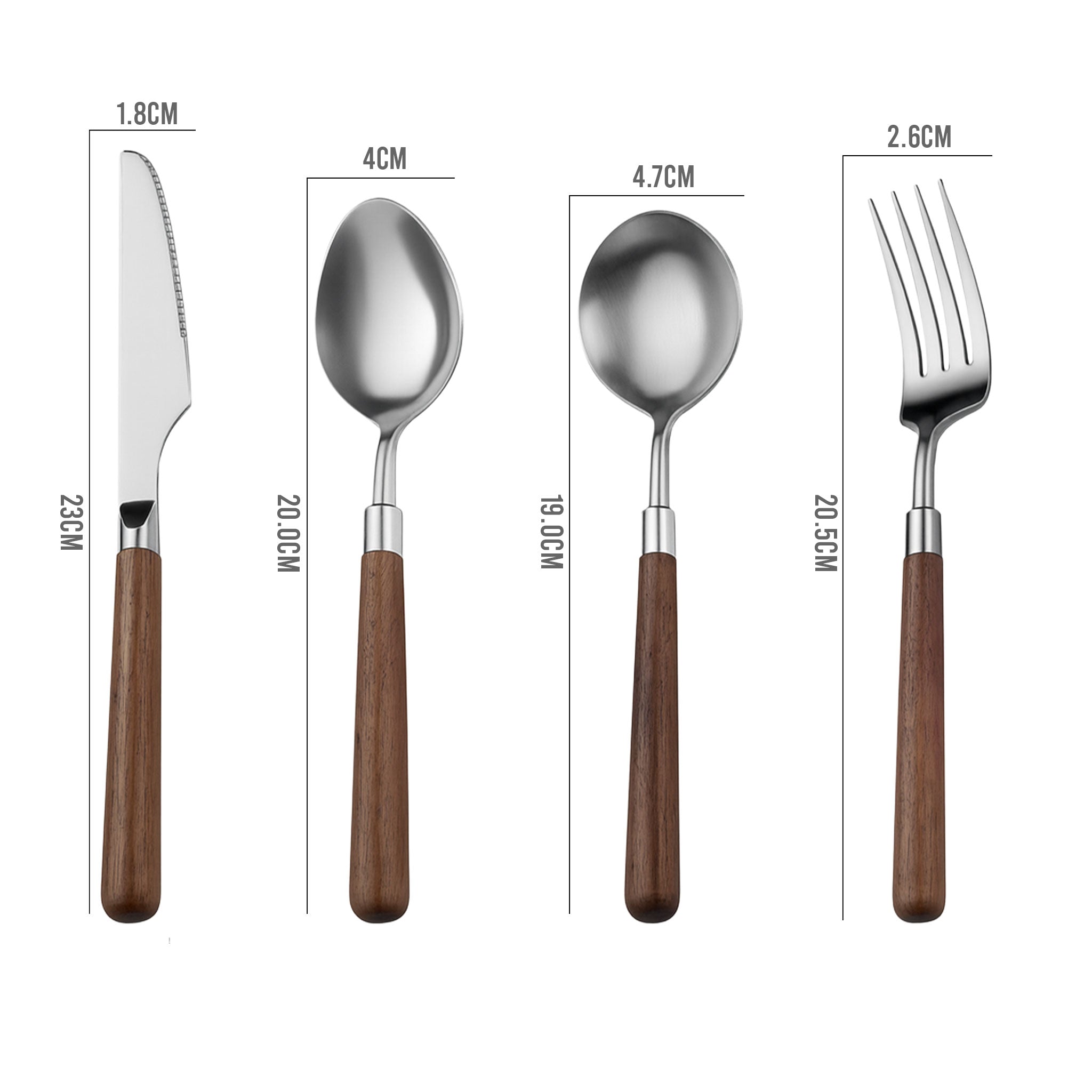 Stainless Steel Cutlery Set with Walnut Wood Handles