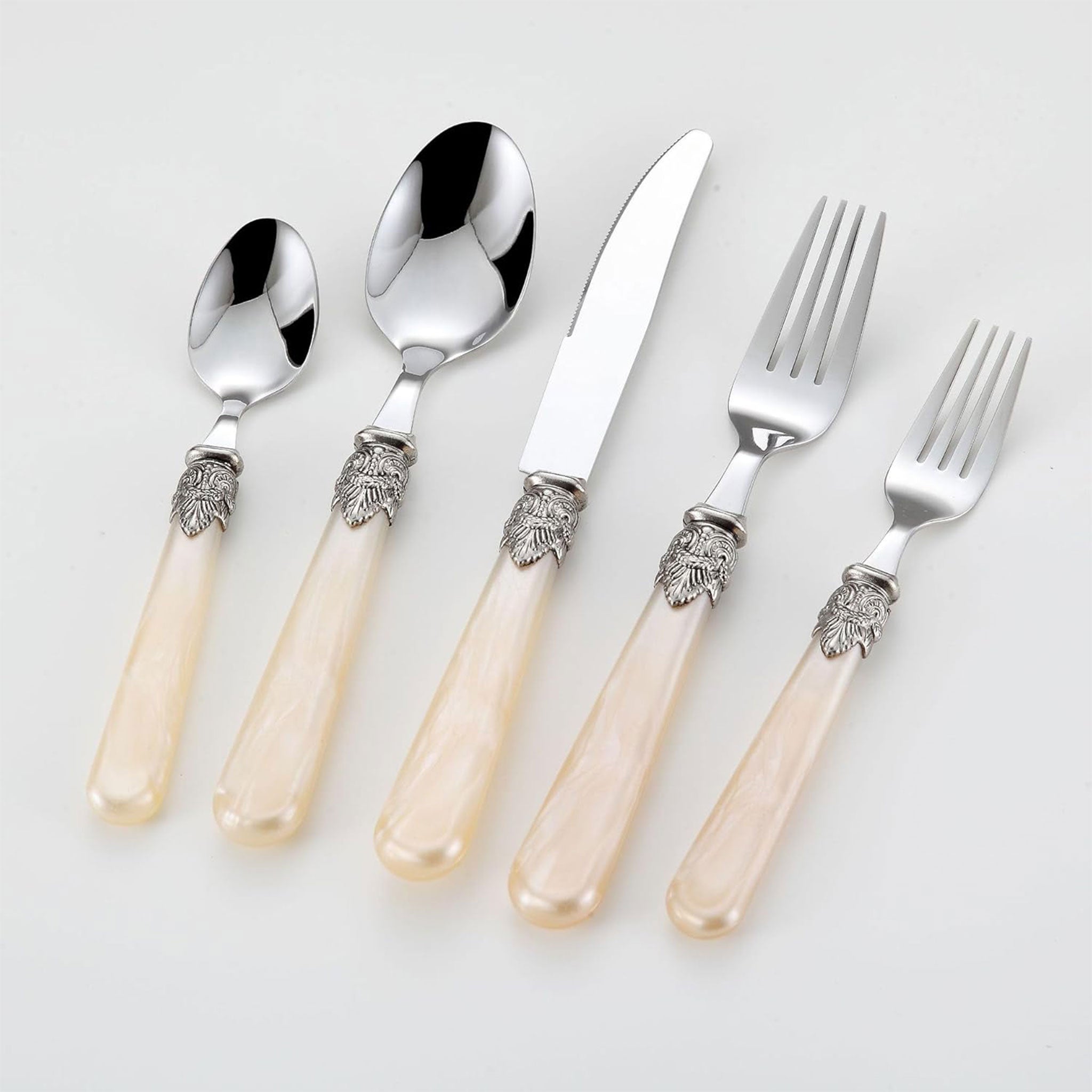 Stainless Steel Flatware Set with Marble Handle