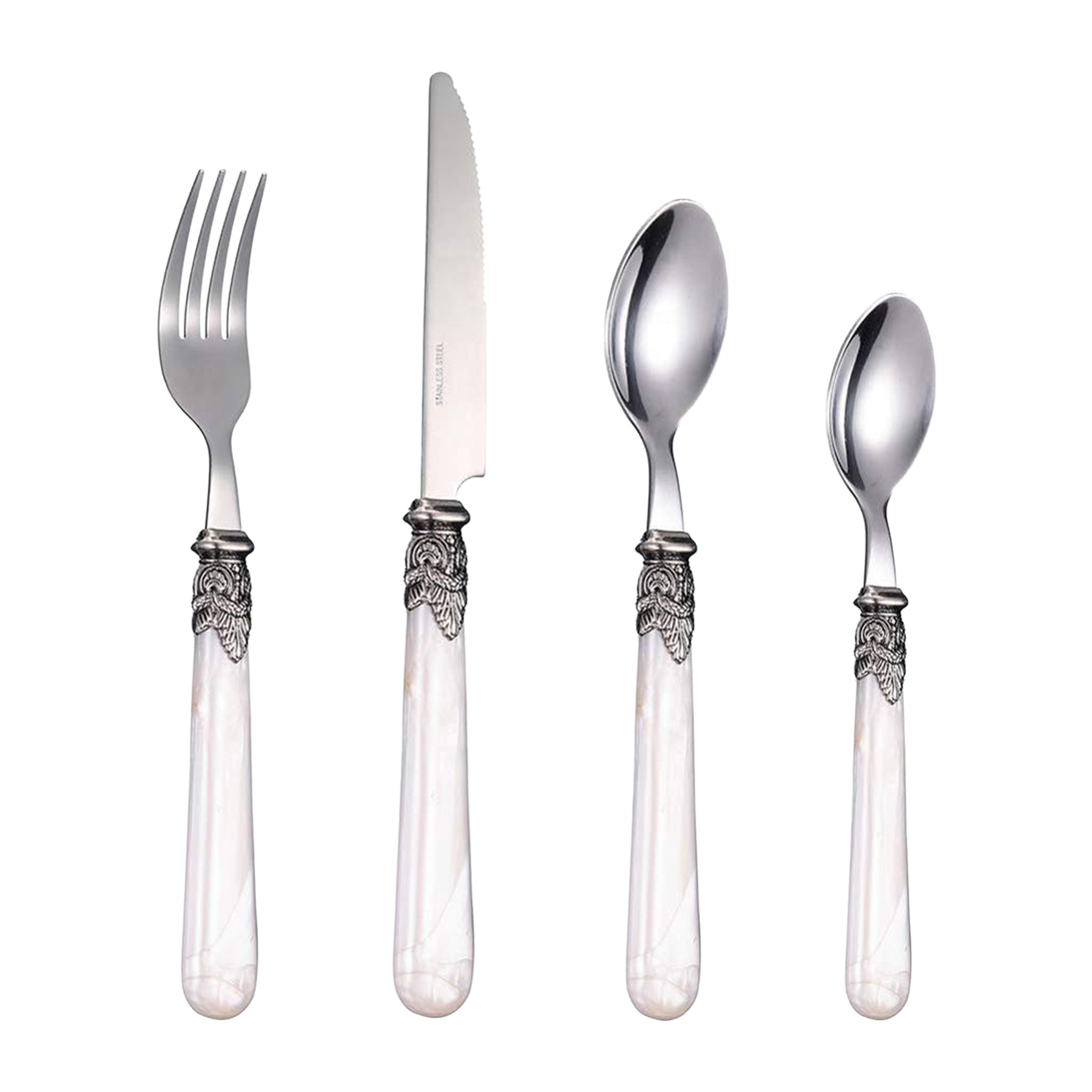Stainless Steel Flatware Set with Marble Handle
