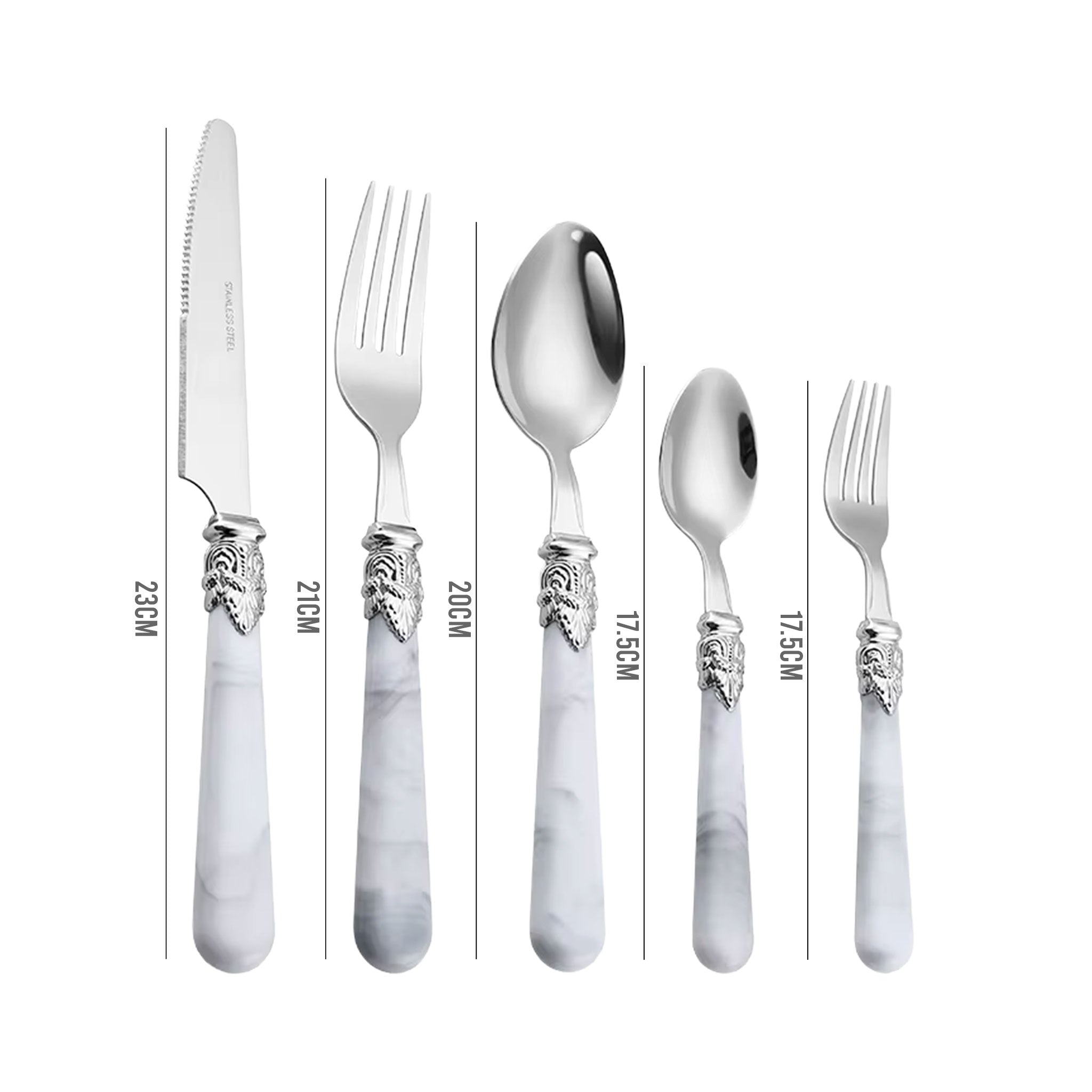 Stainless Steel Flatware Set with Marble Handle