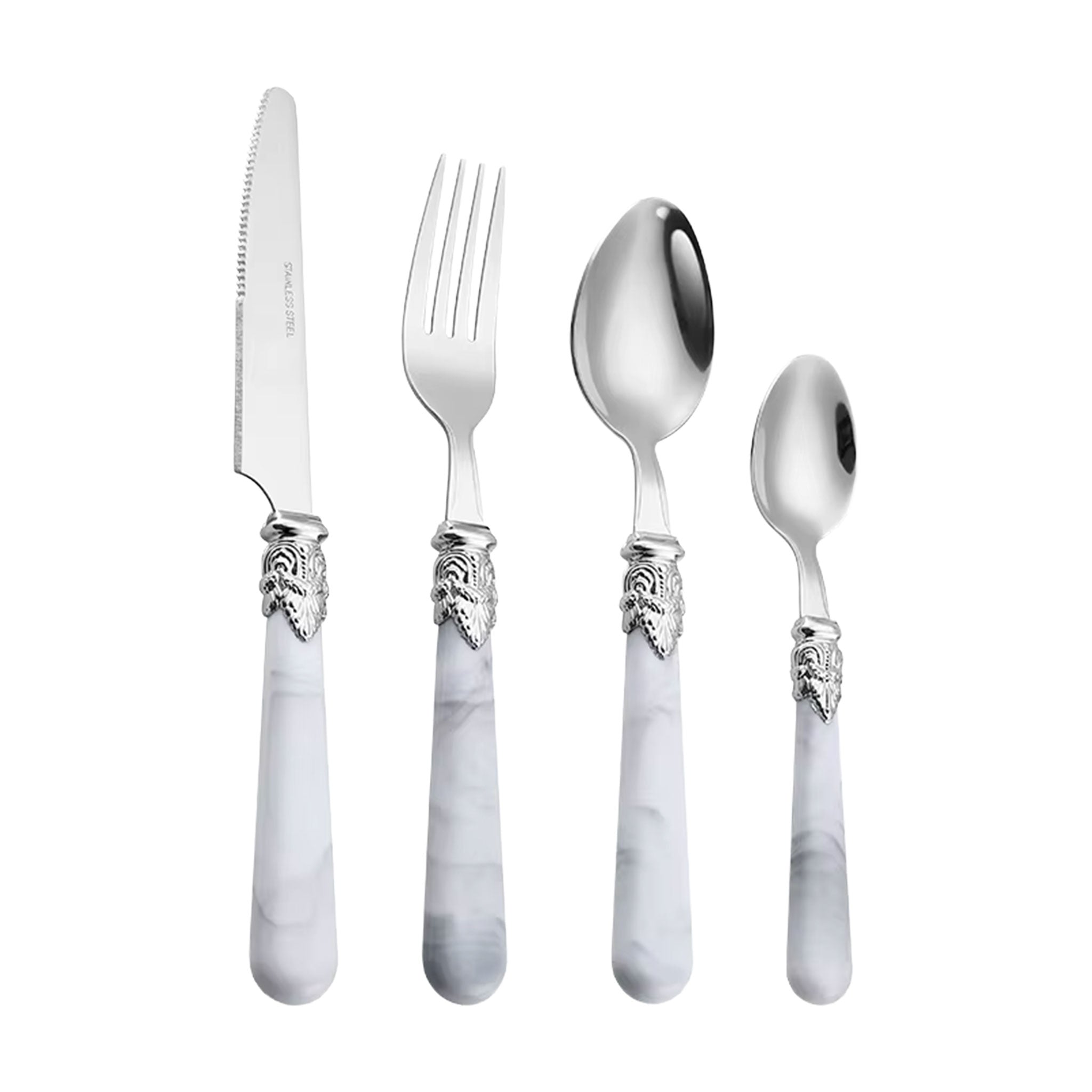 Stainless Steel Flatware Set with Marble Handle