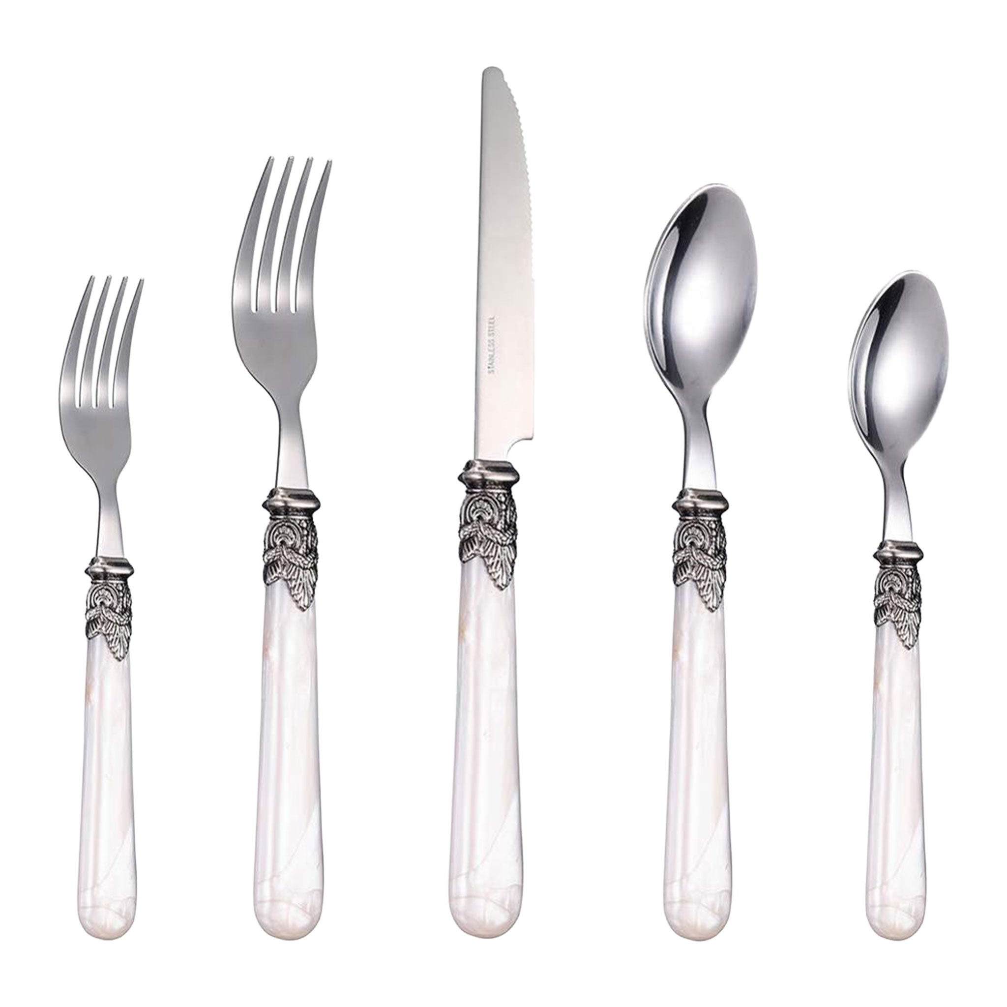 Stainless Steel Flatware Set with Marble Handle