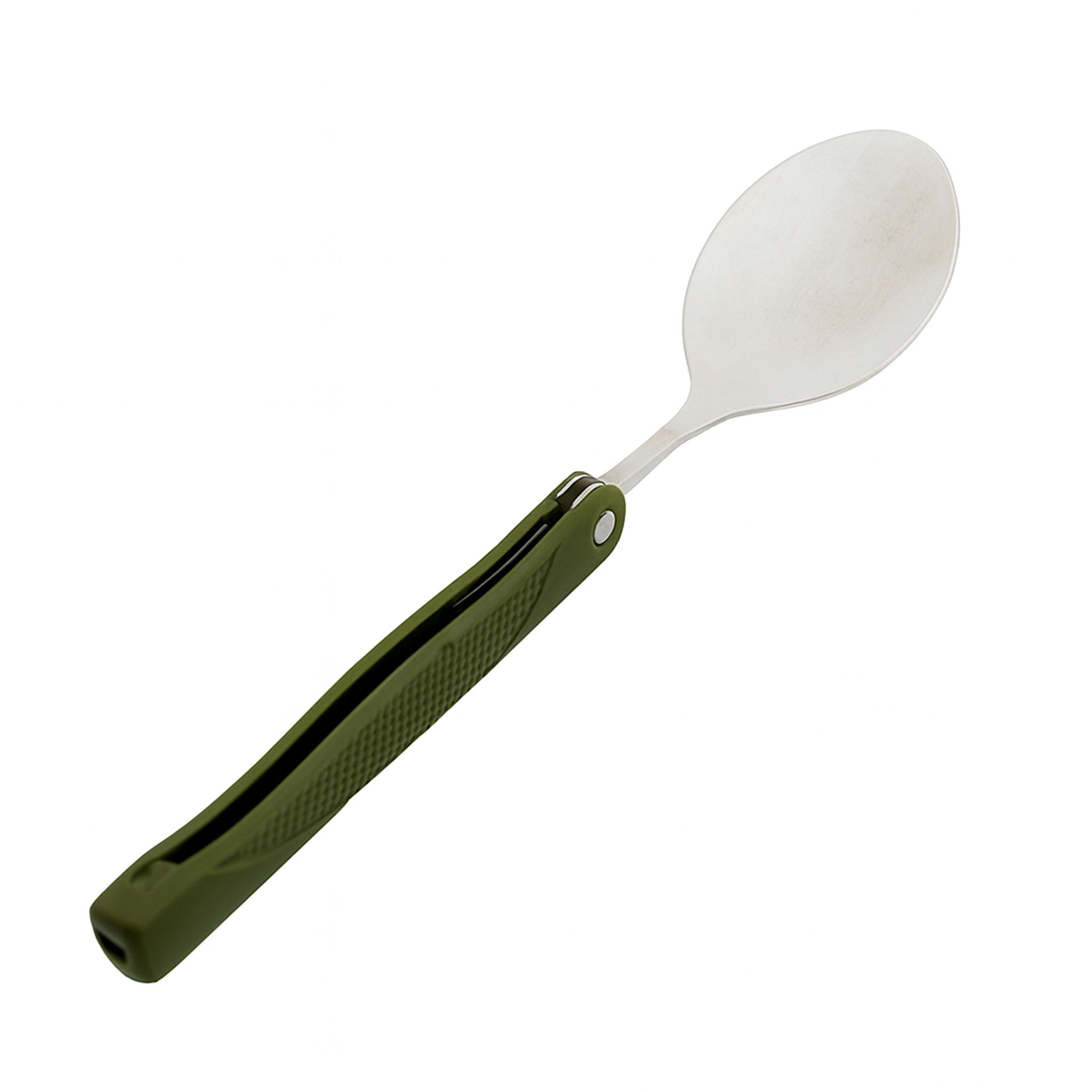 Stainless Steel Folding Camping Cutlery Set with Green Pouch