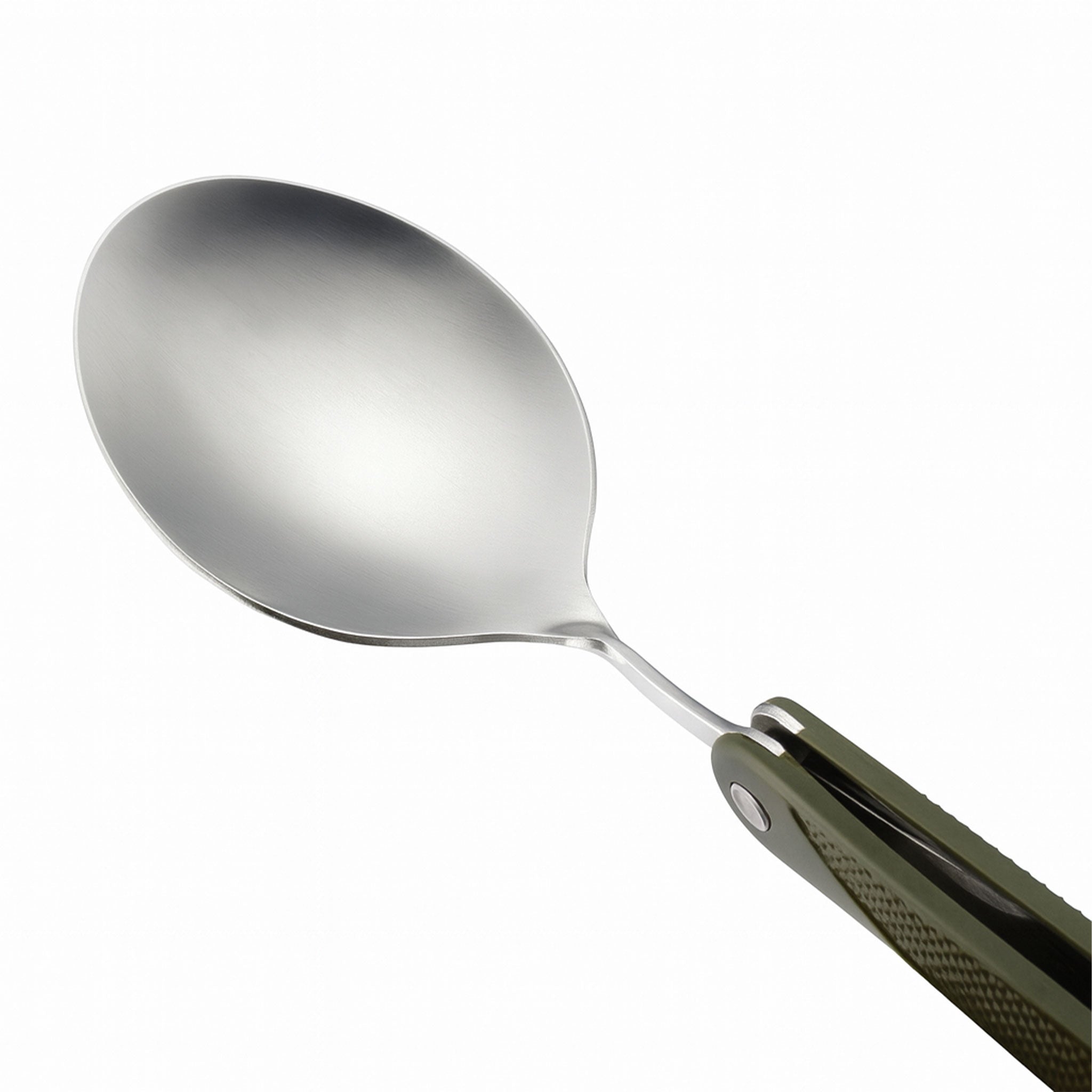 Stainless Steel Folding Camping Cutlery Set with Green Pouch