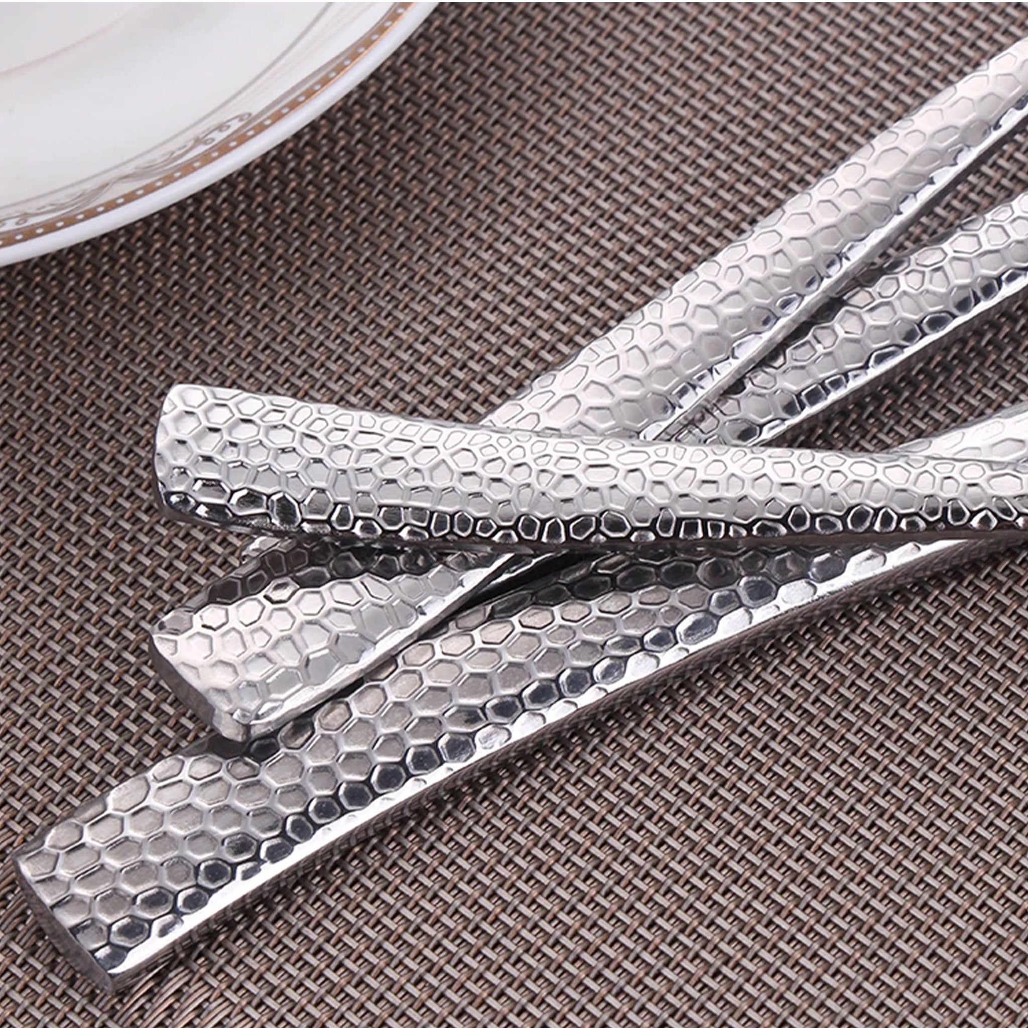 Stainless Steel Gold Cutlery Set – 4/8/12pcs Hammered Handle