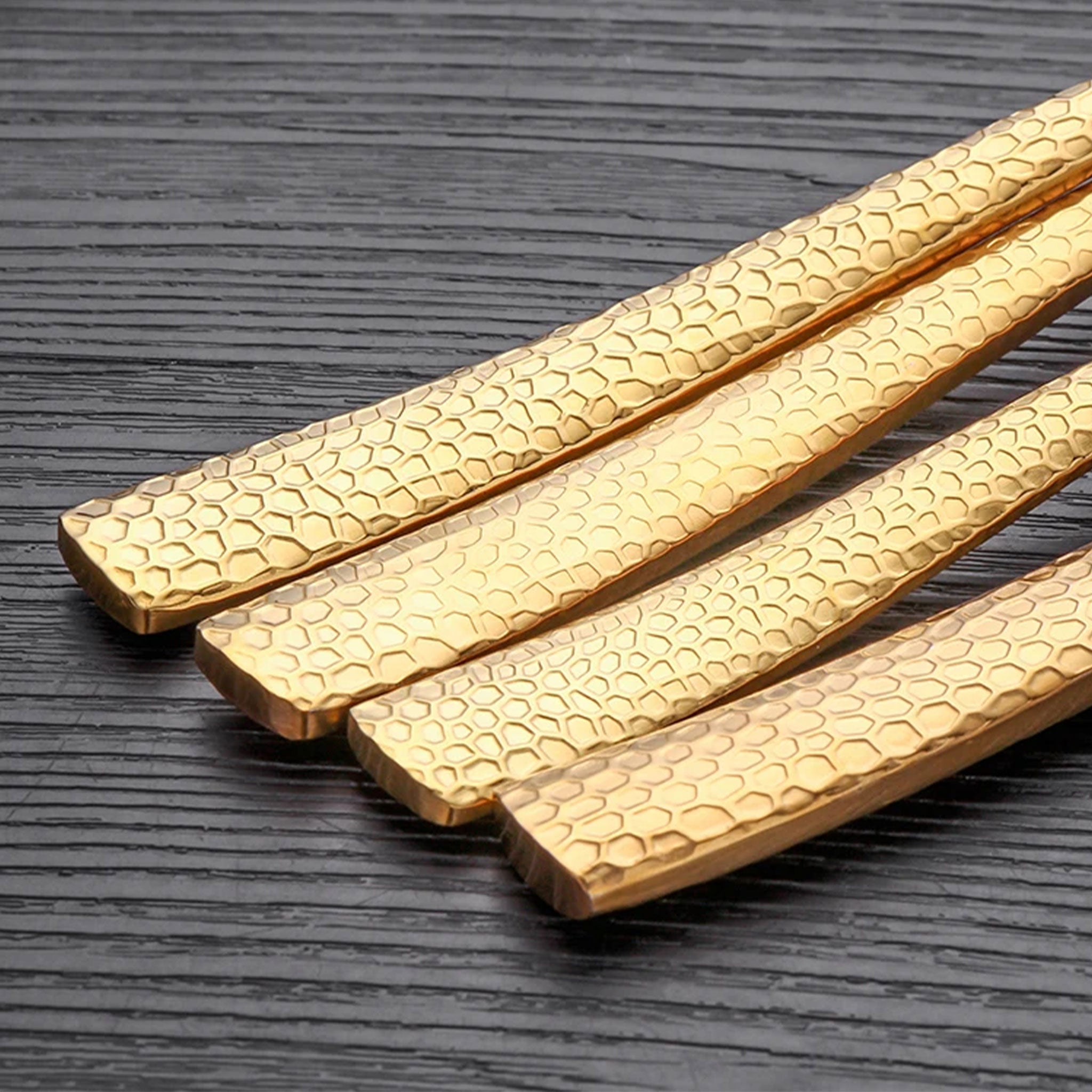 Stainless Steel Gold Cutlery Set – 4/8/12pcs Hammered Handle