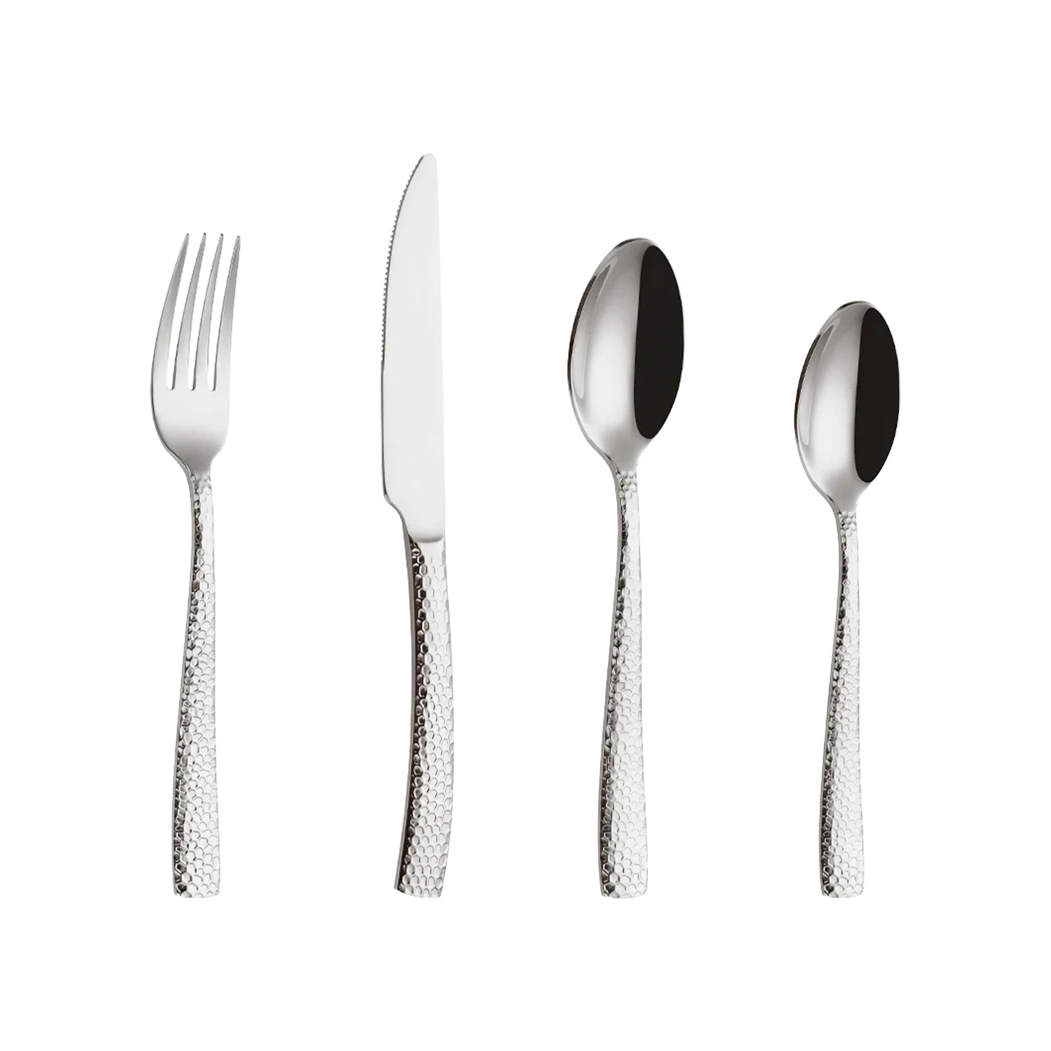 Stainless Steel Gold Cutlery Set with Hammered Handle – 4/8/12pcs