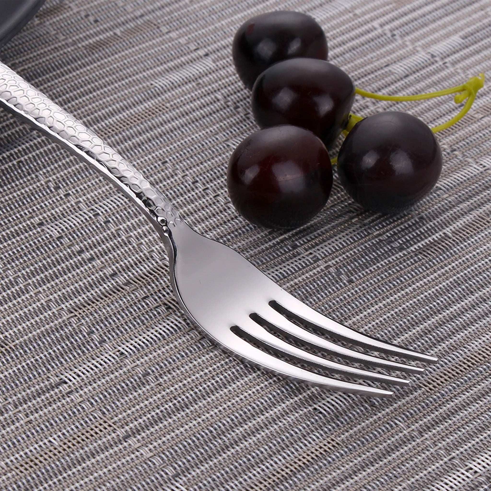 Stainless Steel Gold Cutlery Set with Hammered Handle – 4/8/12pcs