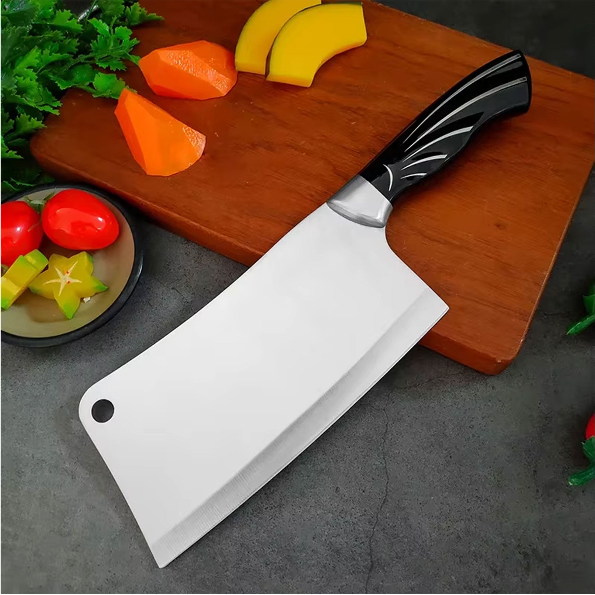 Stainless Steel Kitchen Knife Set with Holder and Sharpener