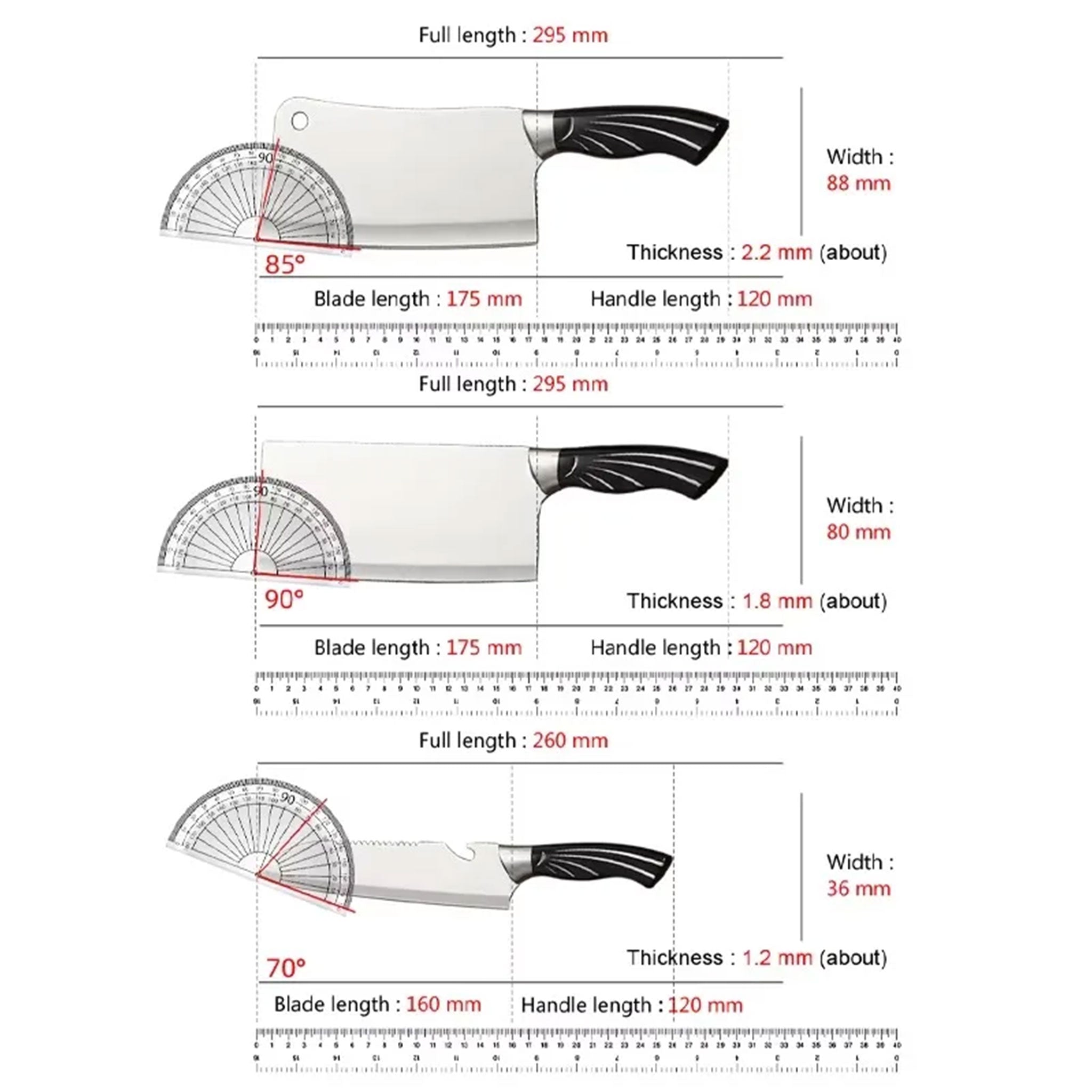 Stainless Steel Kitchen Knife Set with Holder and Sharpener