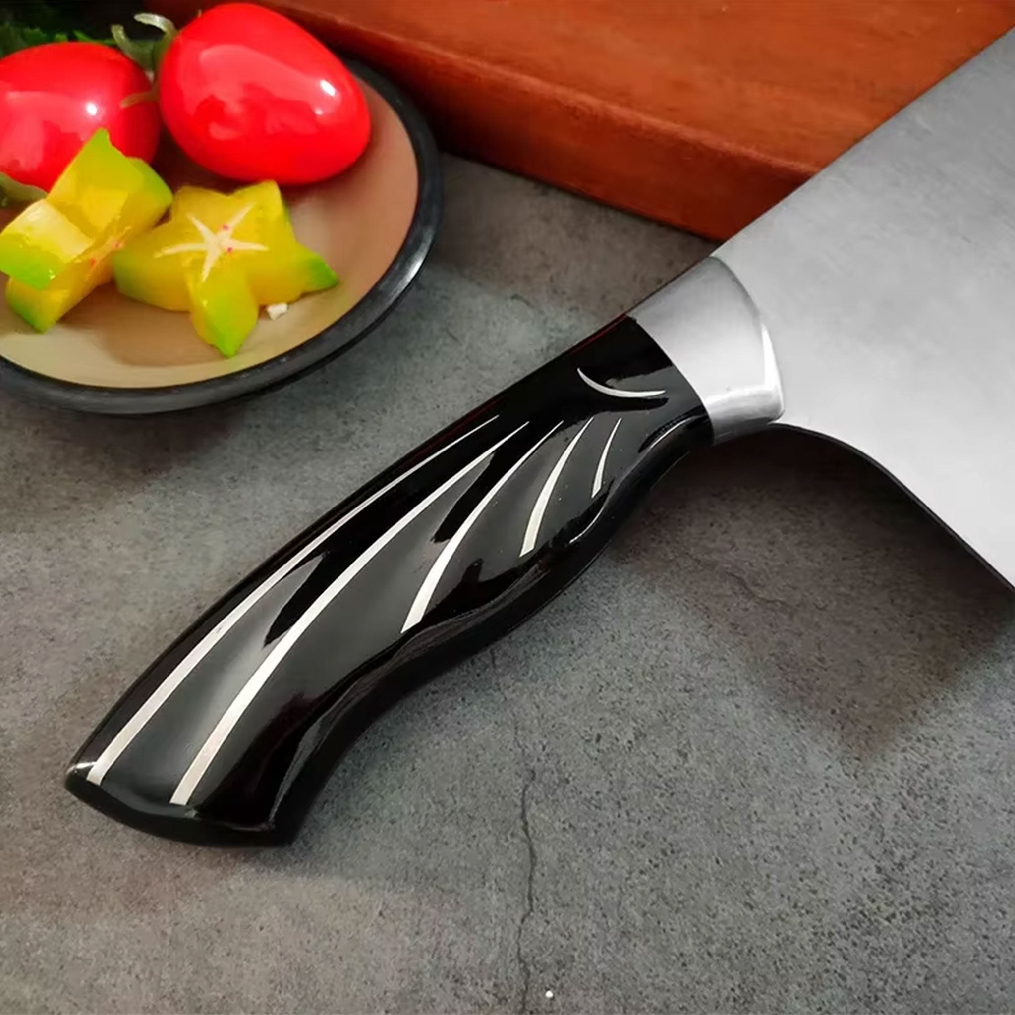 Stainless Steel Kitchen Knife Set with Holder and Sharpener