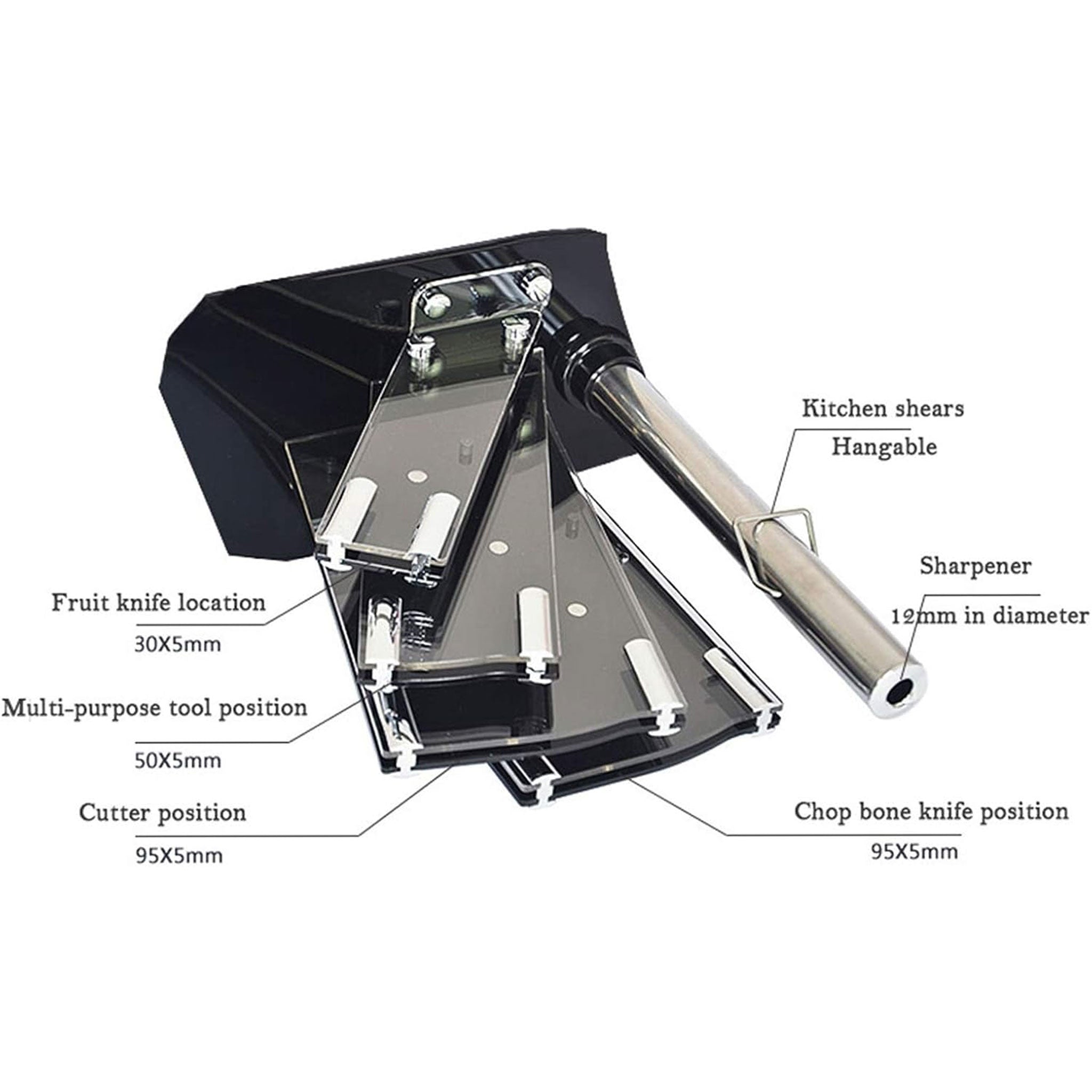 Stainless Steel Kitchen Knife Set with Holder and Sharpener