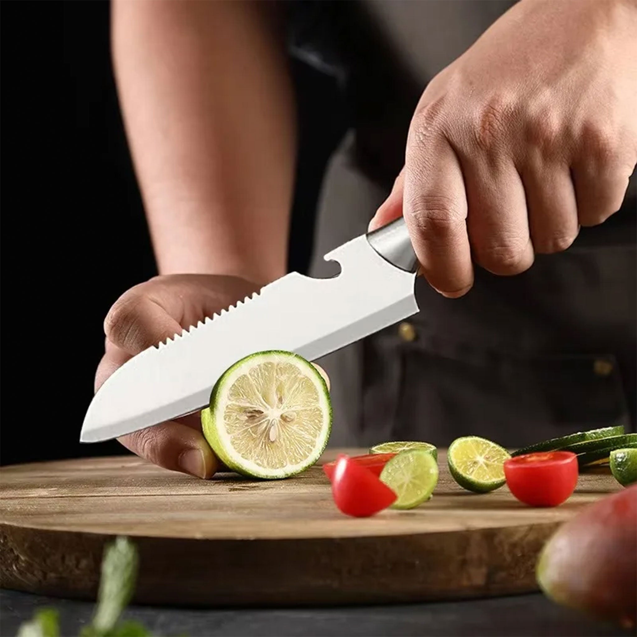 Stainless Steel Kitchen Knife Set with Holder and Sharpener
