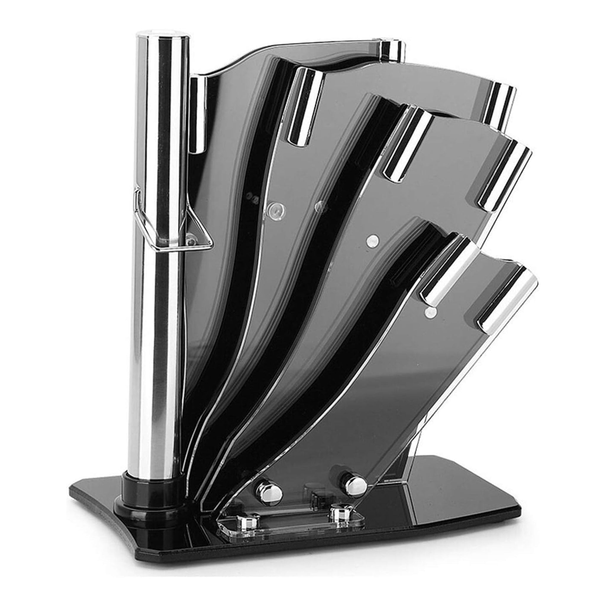 Stainless Steel Kitchen Knife Set with Holder and Sharpener
