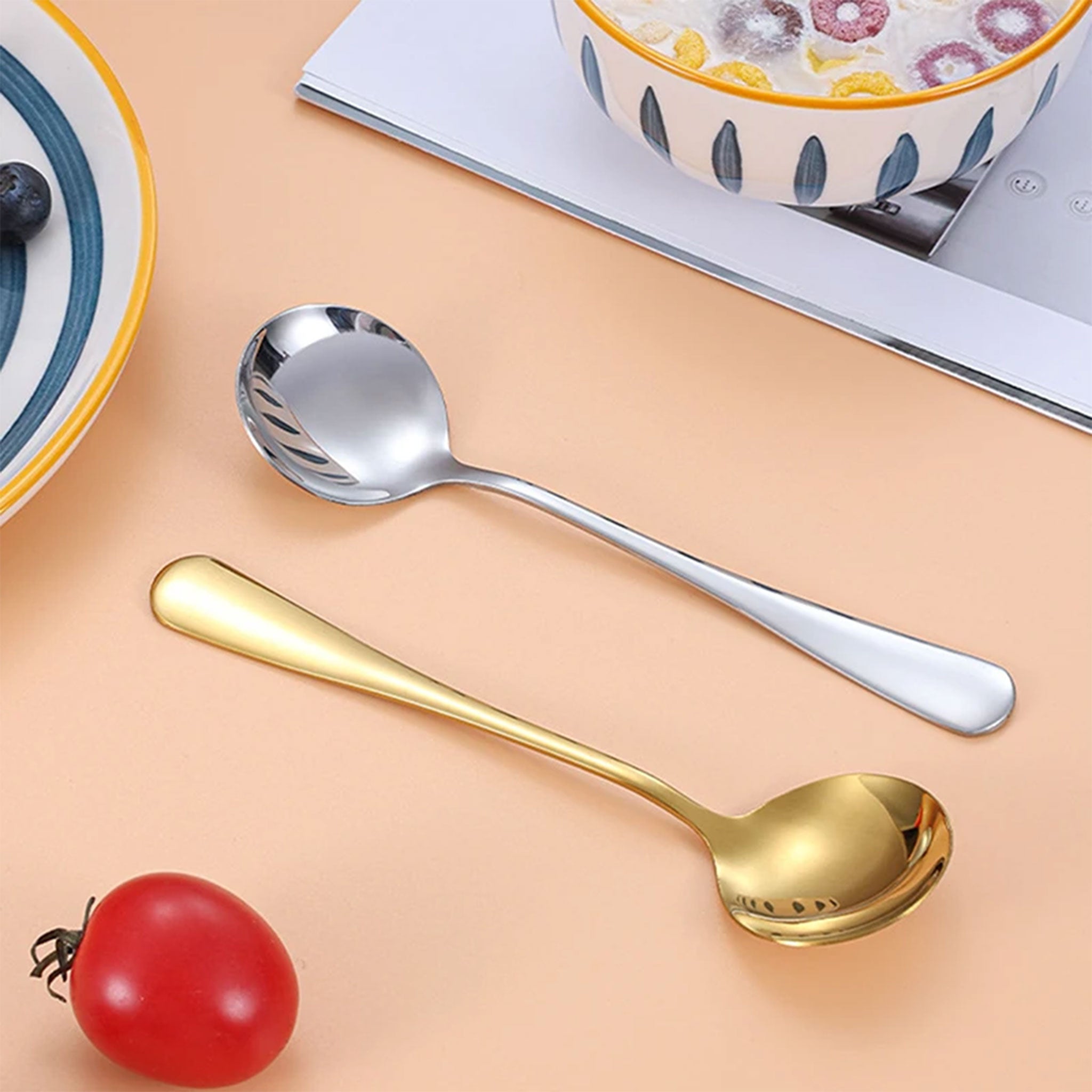 Stainless Steel Korean Spoon – Gold/Silver Mirror Finish