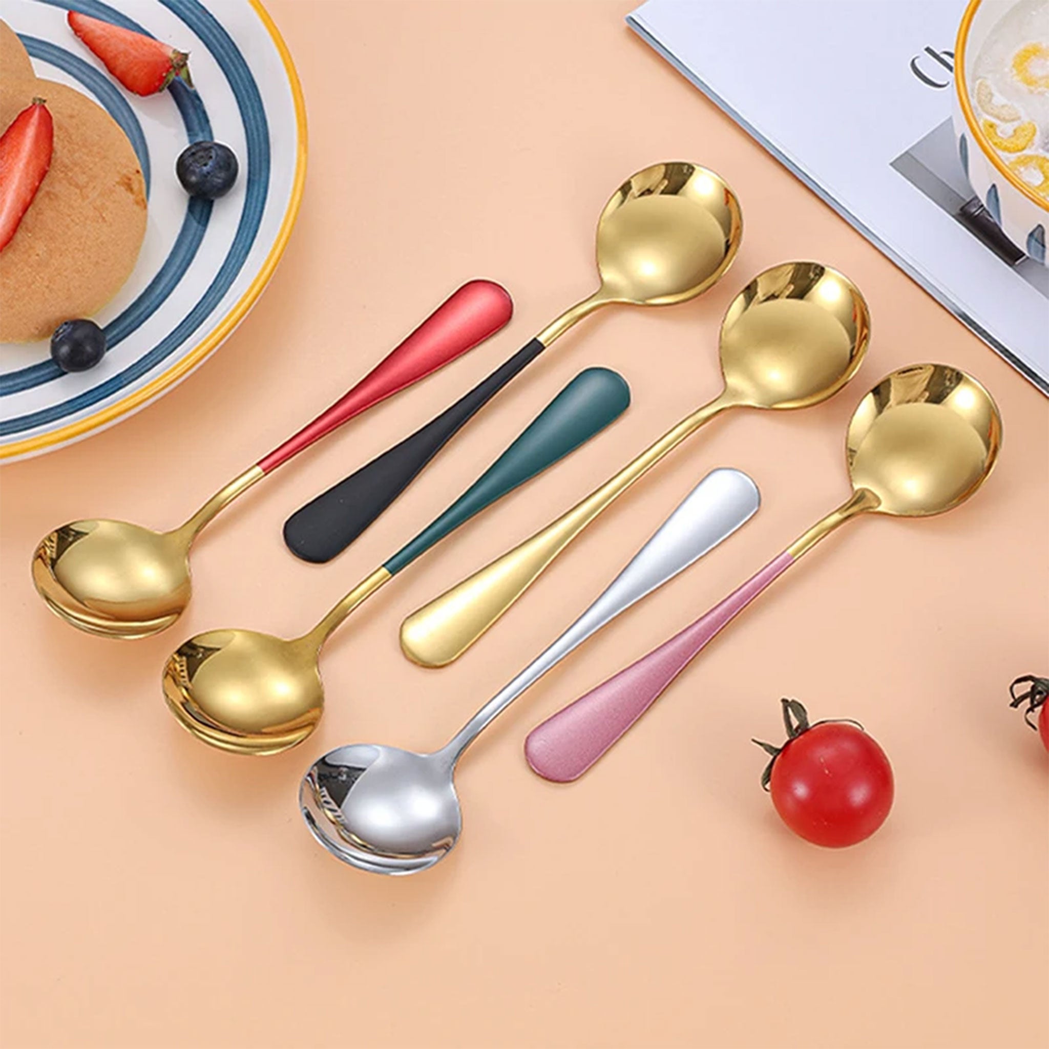 Stainless Steel Korean Spoon – Gold/Silver Mirror Finish
