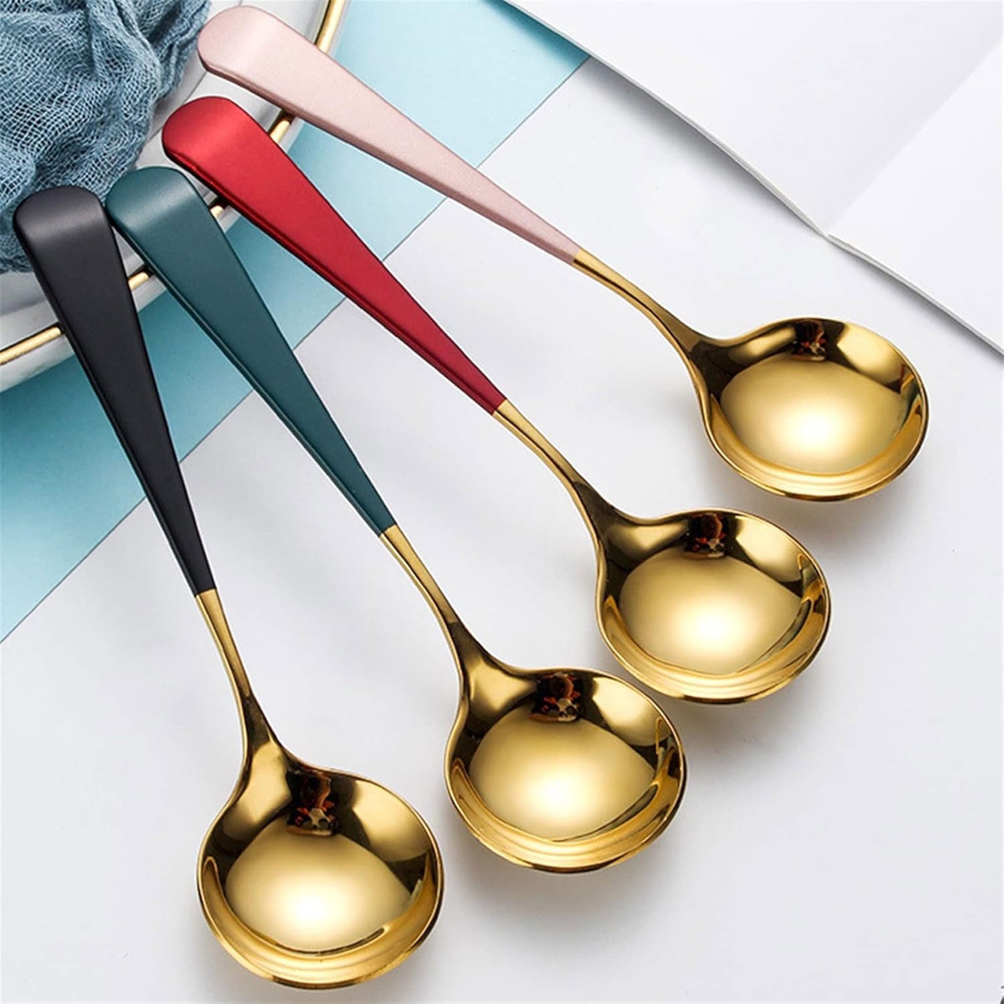 Stainless Steel Korean Spoon – Gold/Silver Mirror Finish