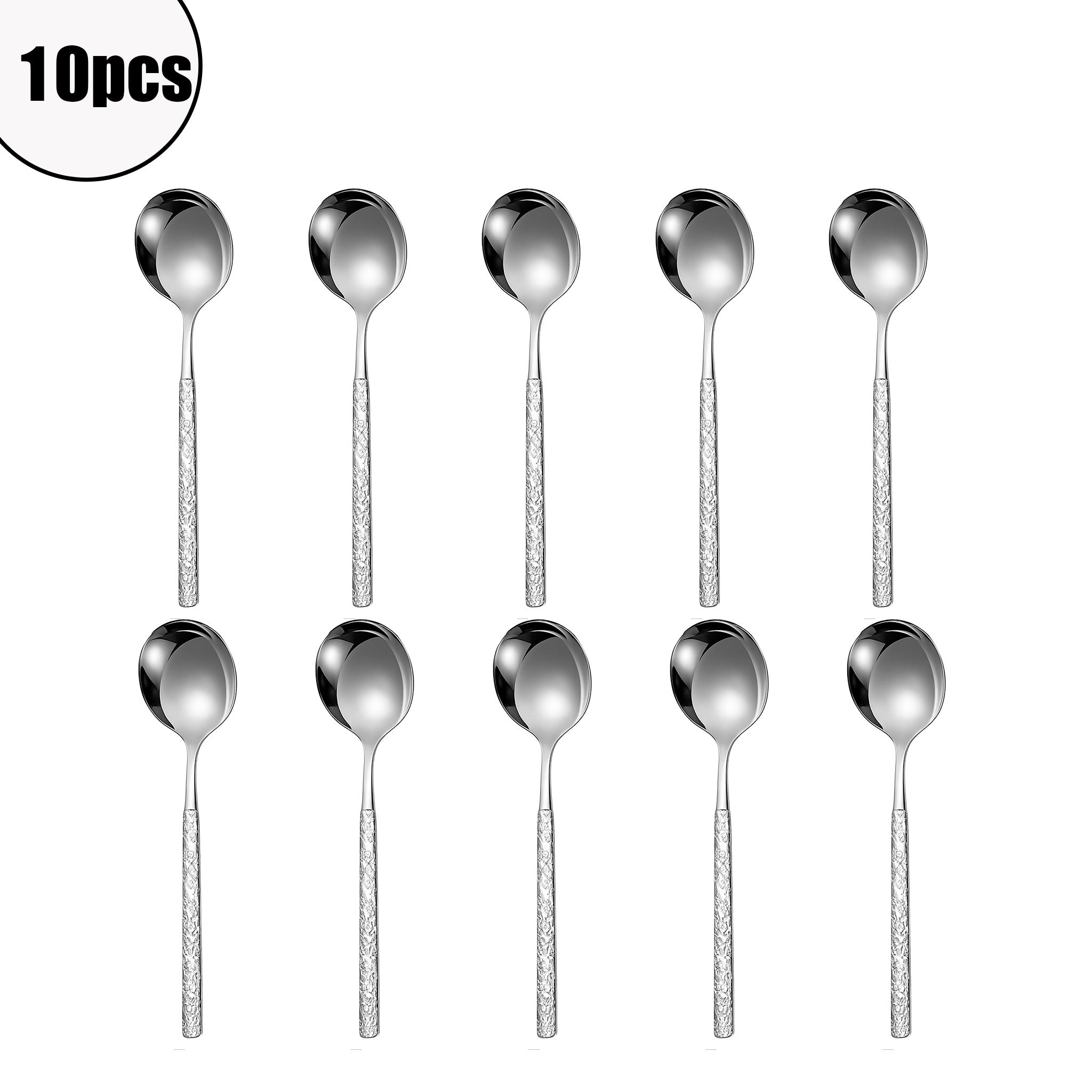 Stainless Steel Long Handle Dessert & Soup Spoons – 1/10pcs Set