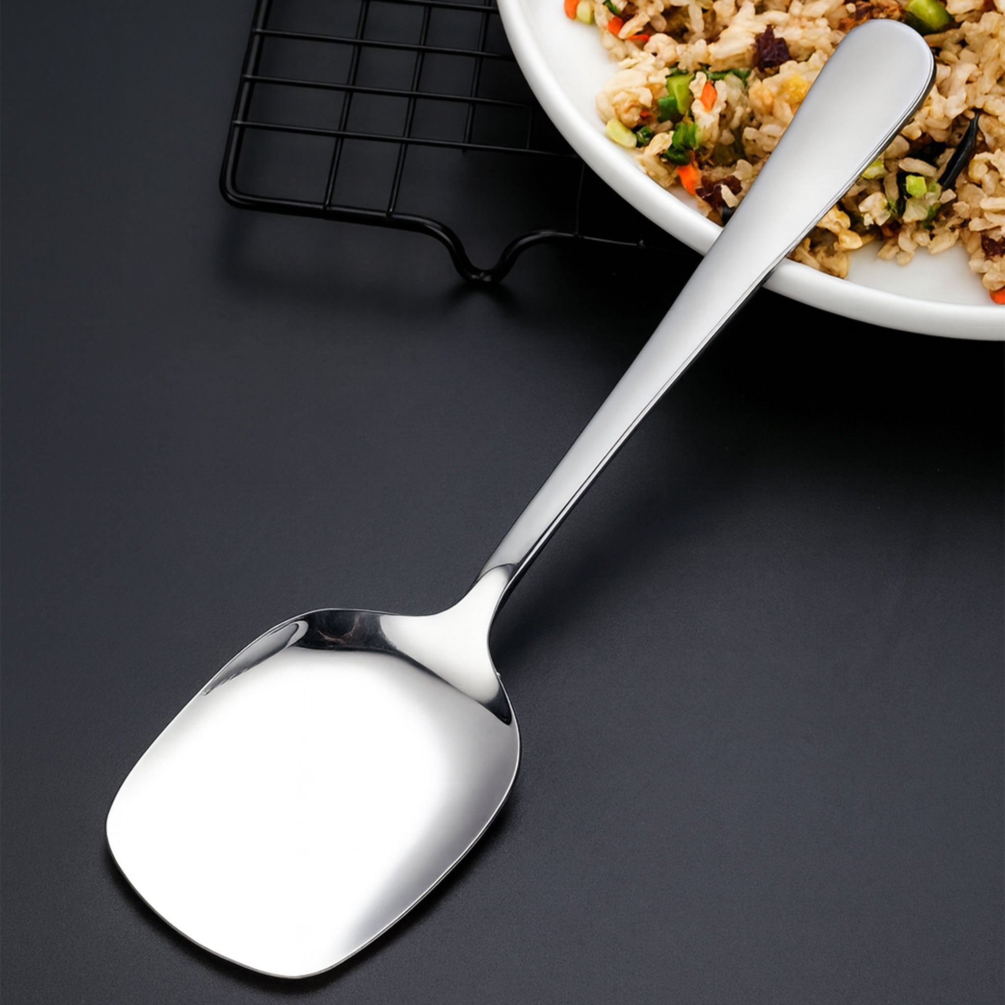 Stainless Steel Long Handle Rice Serving Spoon – Large Capacity
