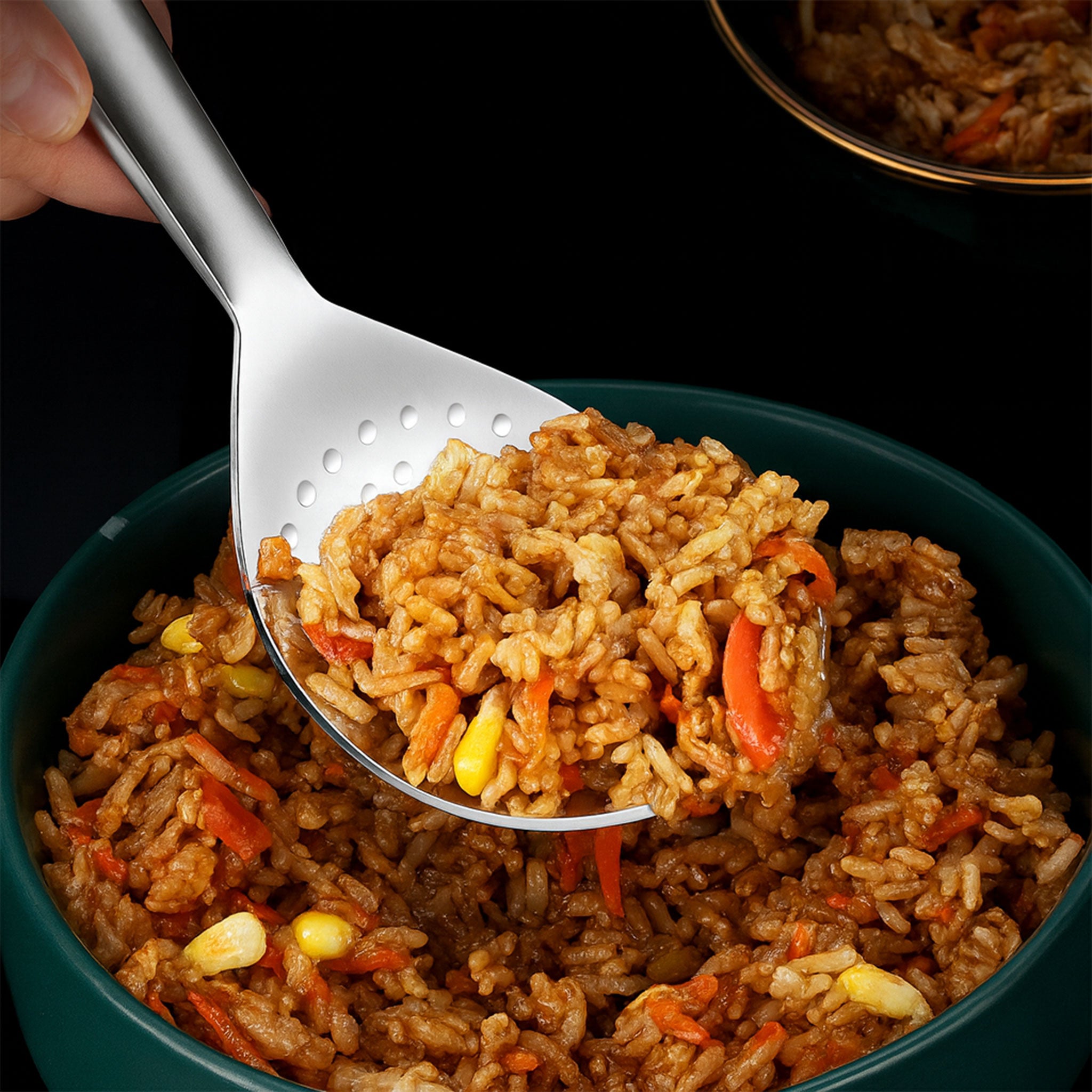 Stainless Steel Long Handle Rice Serving Spoon – Large Capacity