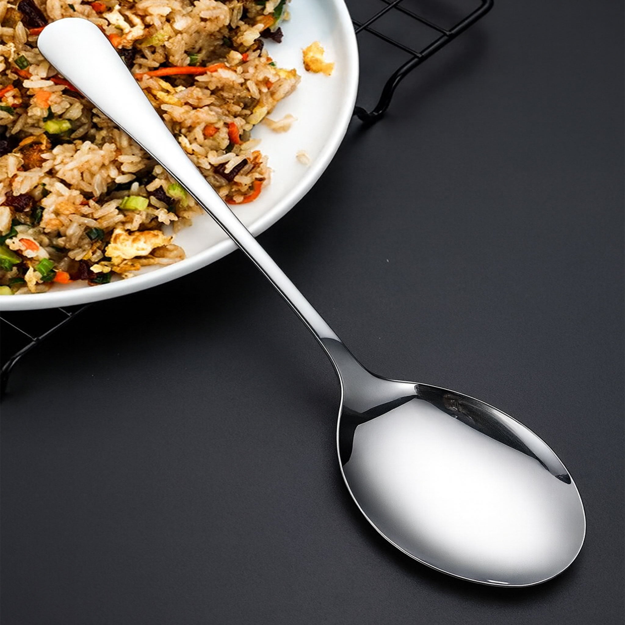 Stainless Steel Long Handle Rice Serving Spoon – Large Capacity