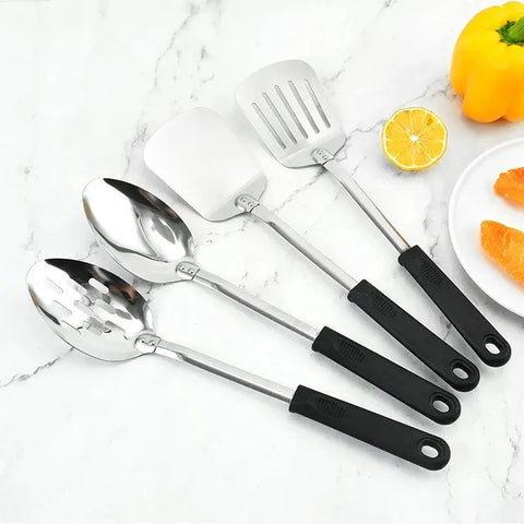 Stainless Steel Spoon Spatula Set Kitchen Utensils Cooking Spatula Long Handle Large Spoon Colander Soup Spoon Rice Spoon wiktra