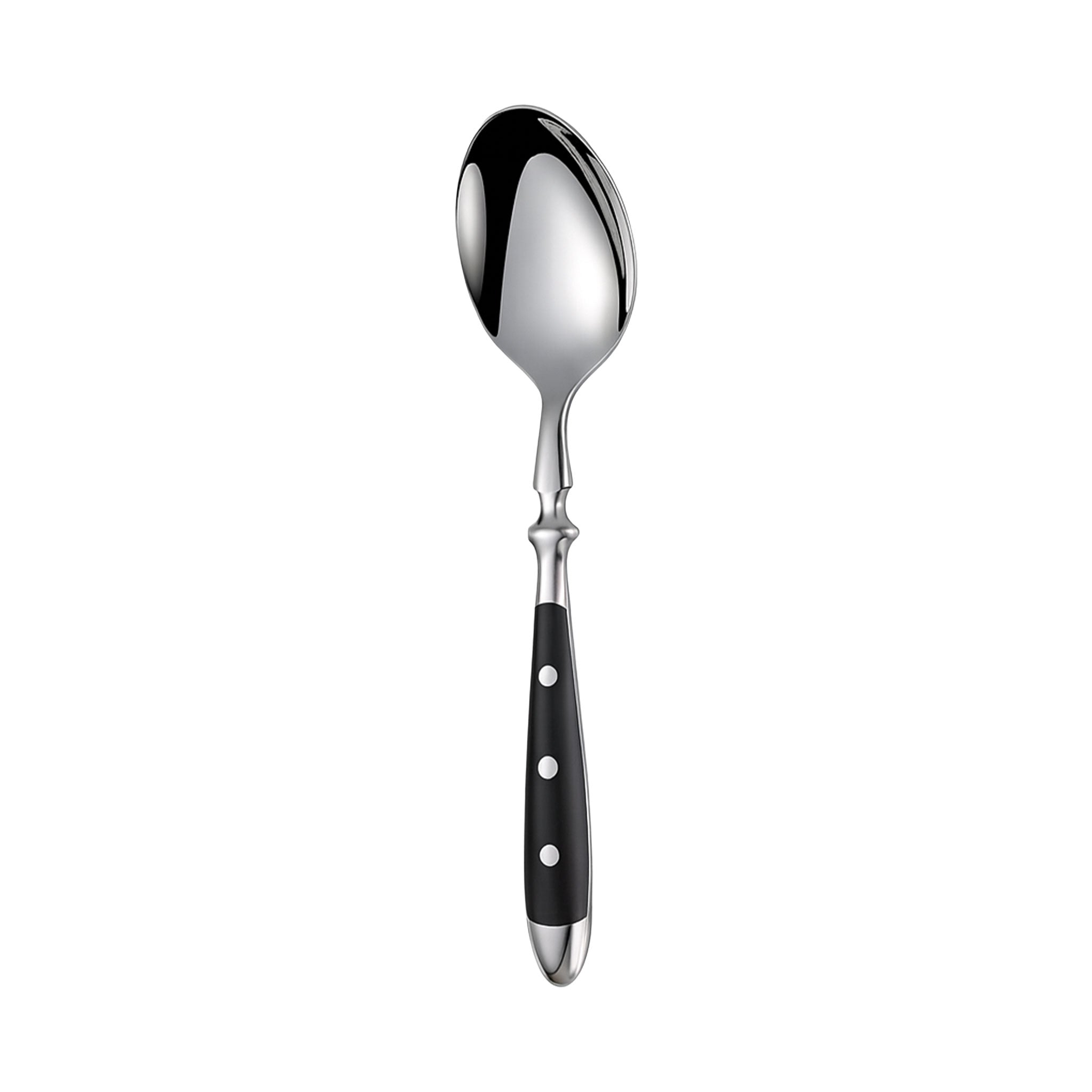Stainless Steel Steak Knife, Fork & Spoon with Black Rivet Handle