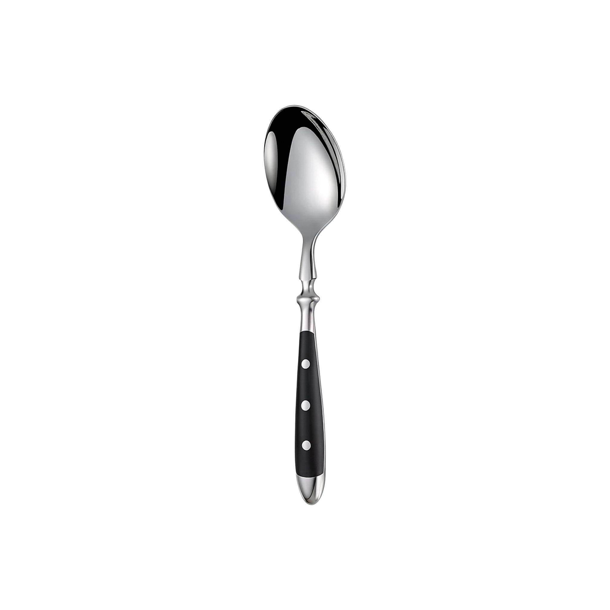 Stainless Steel Steak Knife, Fork & Spoon with Black Rivet Handle